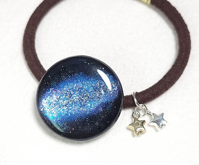 星の流れ ブラウン ラウンド型 レジン ヘアゴム 星の流れ ブラウン ラウンド型 レジン ヘアゴム ねこ♡レジン