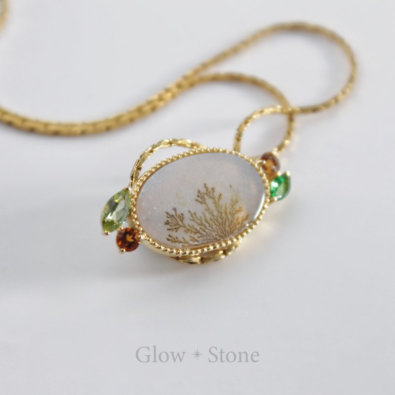 Small tree agate, Stone, tsavorite and orange tourmaline box ornaments can be matched with neck rings and bracelets - สร้อยข้อมือ - คริสตัล สีกากี