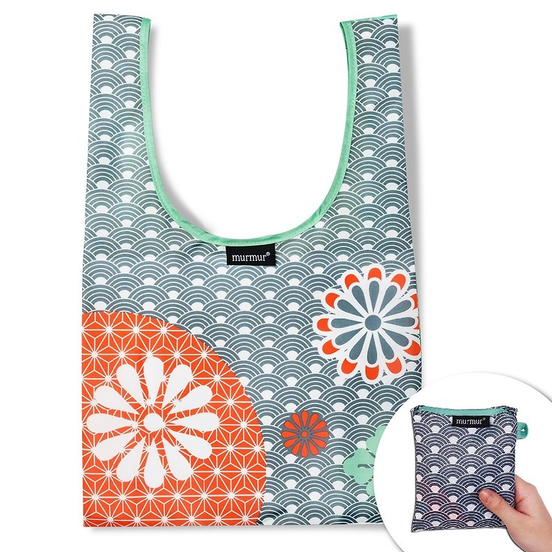 Murmur lunch bag - Japanese chrysanthemum | murmur lunch bag recommended - Handbags & Totes - Plastic Green