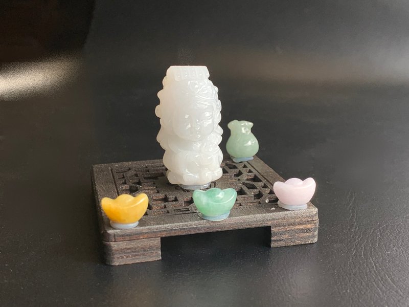 天然A貨緬甸玉翡翠 Q版媽祖娘娘桌上型小擺件 天上聖母 - 擺飾/家飾品 - 玉石 多色