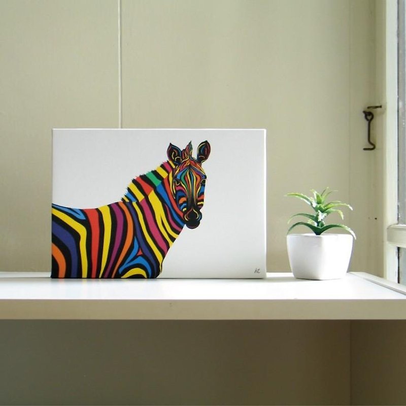 Sophisticated Zebra Art: Stylish Blend of Primary Colors SM-01 - Posters - Other Materials Multicolor