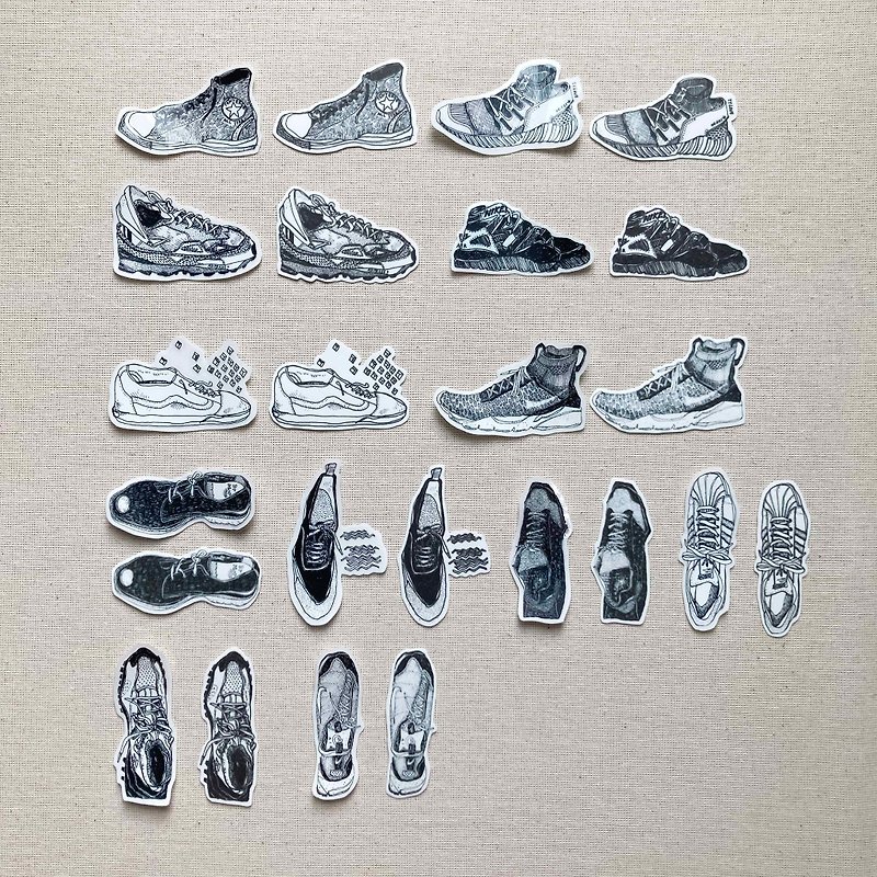 布萊恩的鞋子蒐藏 A。手剪綜合貼紙包 (超薄貼紙 + 轉印貼紙) - 貼紙 - 其他材質 白色