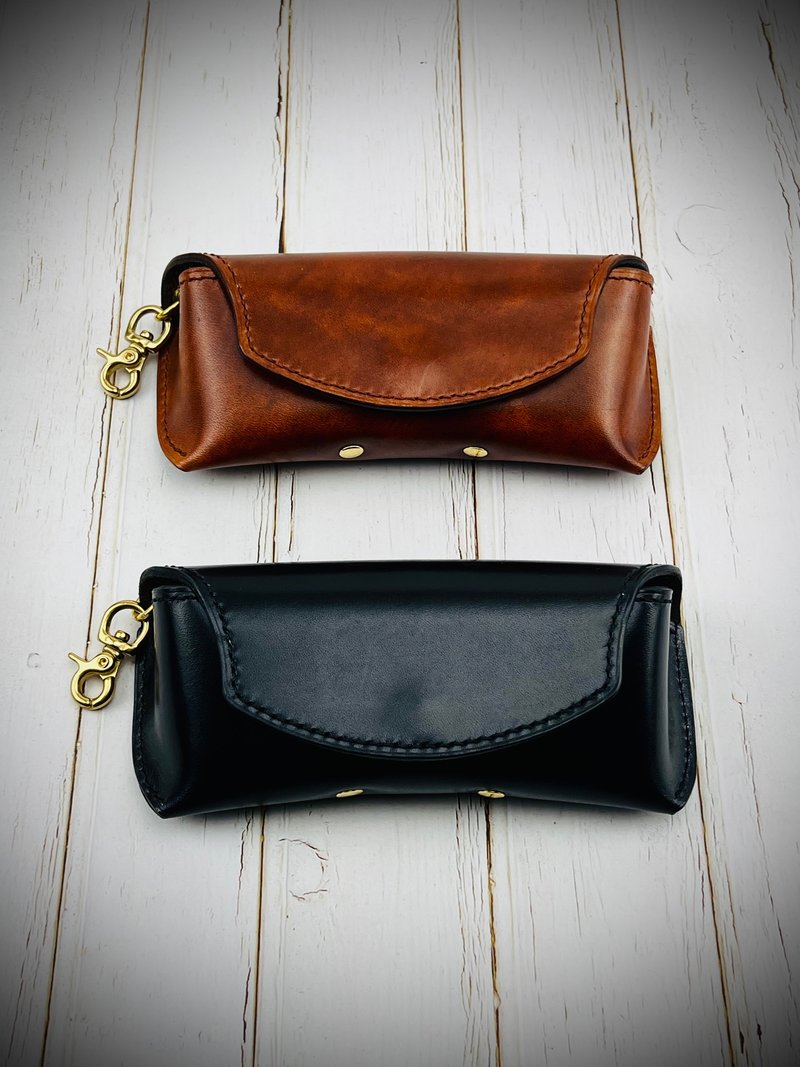 【眼鏡包】SL.027 植鞣眼鏡包/ 義大利植鞣革/ 素面黑色/ 茶色 - 眼鏡盒/眼鏡布 - 真皮 