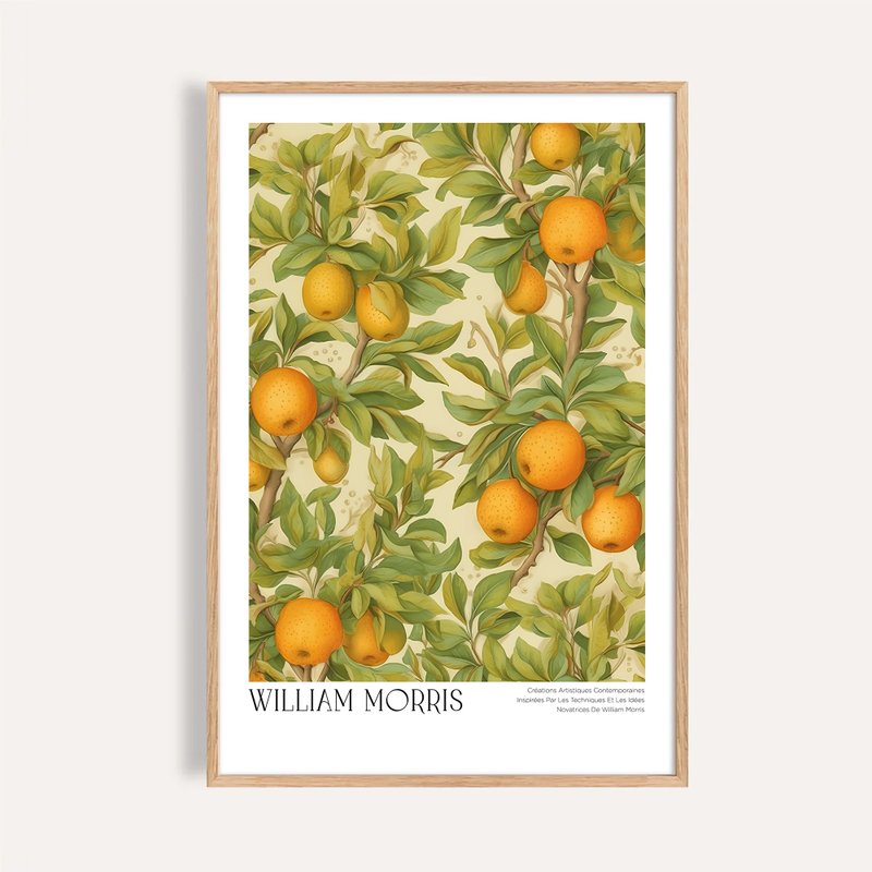 果實與光 Citrus Harmony / 威廉莫里斯風格 橘子果樹圖騰 掛畫 - 海報/掛畫/掛布 - 紙 