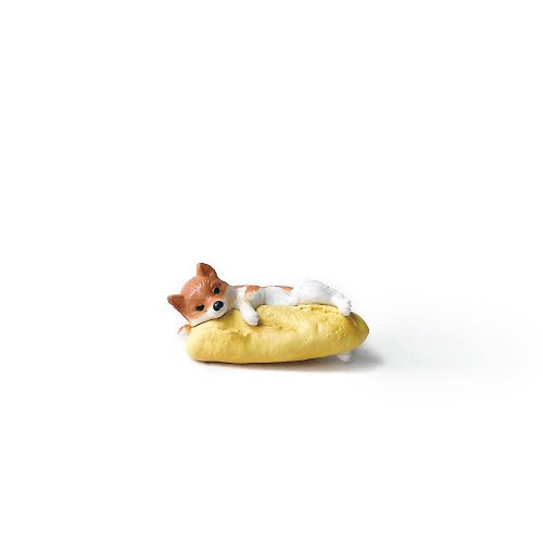 Ninan 泥喃｜水泥手作工作室 (預購) 盆栽裝飾 點心狗系列-法國麵包柴犬 微景觀擺飾