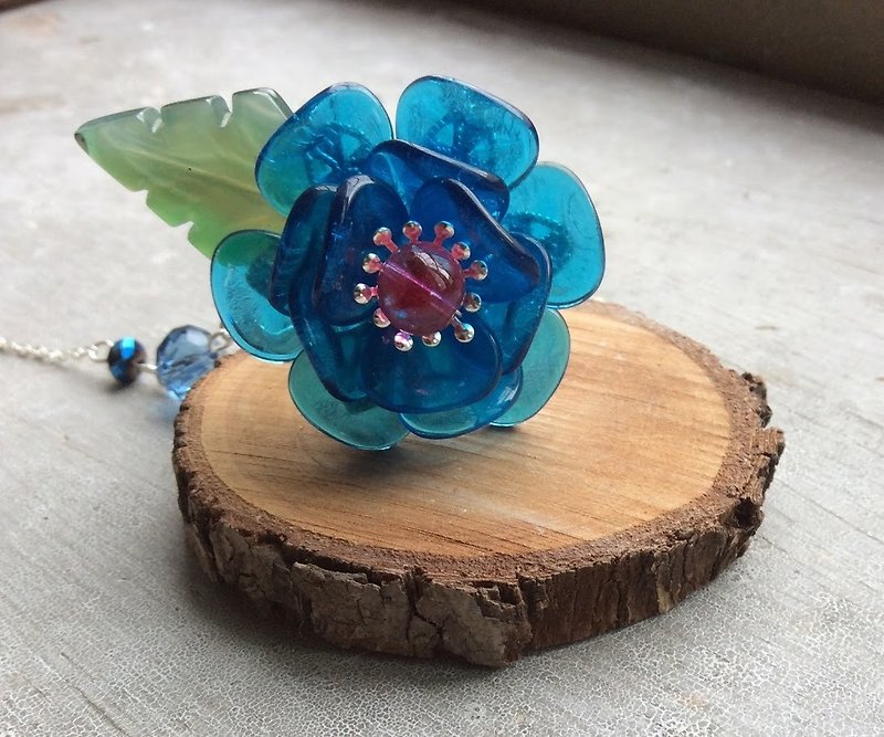Meow Handmade ~ Classical Rose Hairpin (Blue Series) - เครื่องประดับผม - วัสดุอื่นๆ สีน้ำเงิน