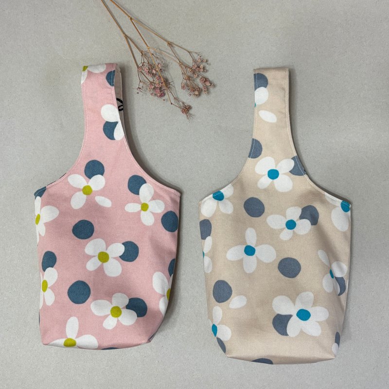 可愛花朵 | 單杯飲料提袋 | 環保袋 - 髮夾/髮圈 - 棉．麻 多色