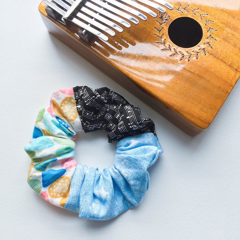 Handmade limited edition notes music score patch donuts large intestine hair ring - Hair Accessories - Cotton & Hemp 