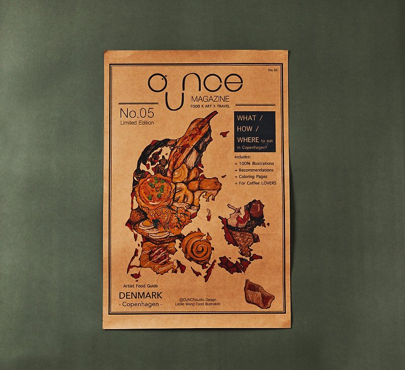 OUNCE Food Map Poster - Denmark - โปสเตอร์ - กระดาษ สีกากี