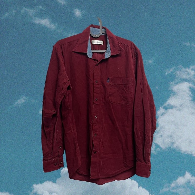 [Morefun vintage selection] Roberta red corduroy shirt - Women's Tops - Other Materials Red