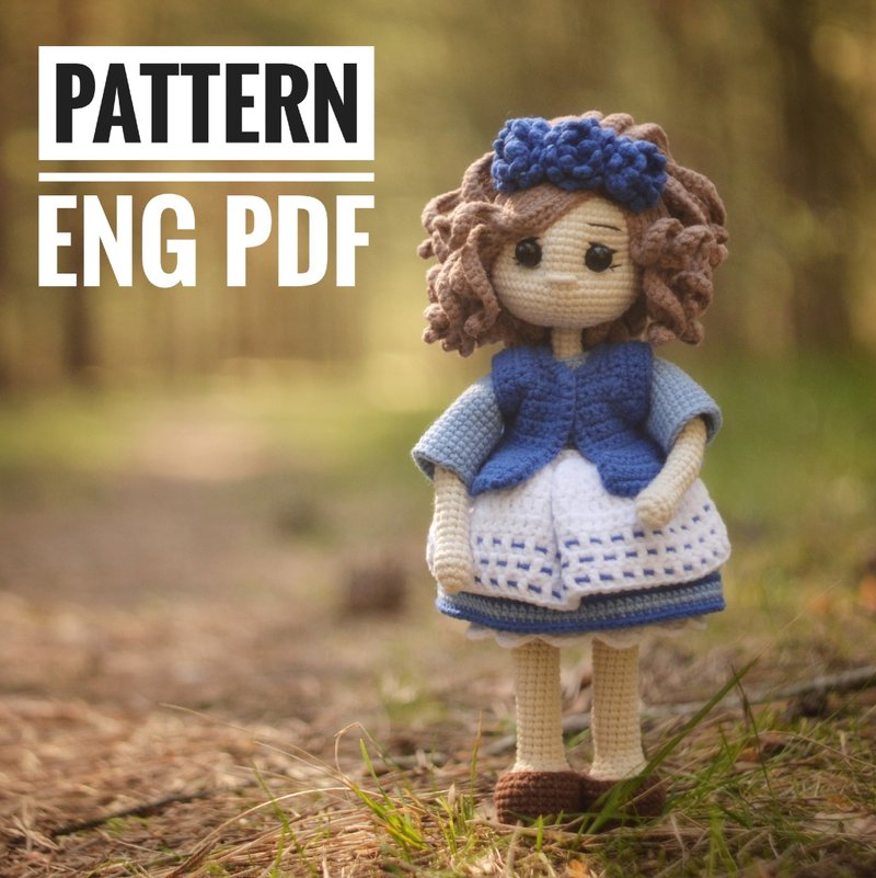 Cute doll in a dress and vest crochet pattern. Amigurumi doll. Children's doll - 線上教學/教學影片 - 其他材質 