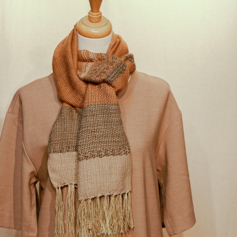 Handwoven Scarf / Earth Tones / Yam-Dyed - Knit Scarves & Wraps - Wool Multicolor