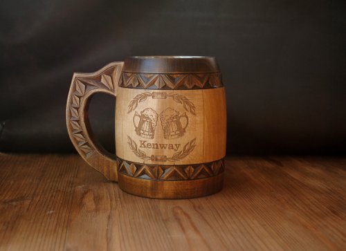 Tree of life Wooden beer mug Man birthday gift anniversary gift viking gift  - Shop WOODCARV Mugs - Pinkoi