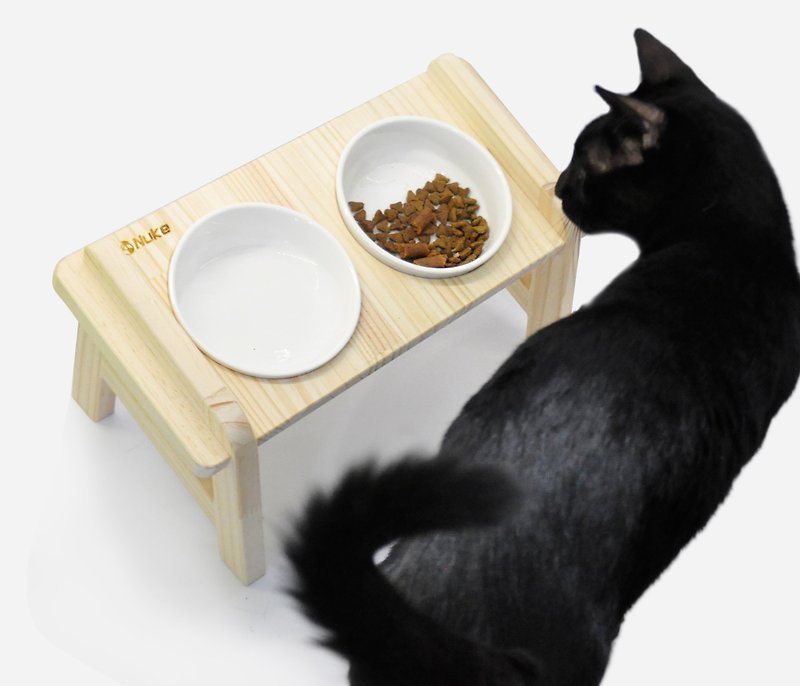 貓狗碗架 貓狗兩口餐桌 狗碗架 貓碗架 原木頭碗架 - 寵物碗/碗架/自動餵食器 - 木頭 