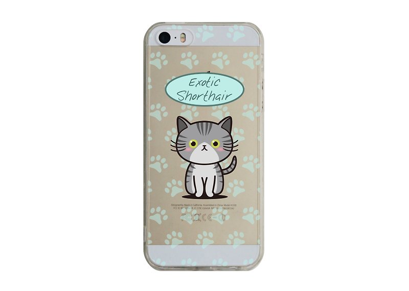 【異國短毛貓透明手機殼】 iPhone13 12 11  三星Sony華為小米Max - 手機殼/手機套 - 塑膠 灰色