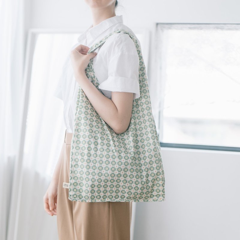Medium Side Back Vest Bag/Old Tile No. 2/Sage Green/Classic New Color II - Handbags & Totes - Cotton & Hemp Green
