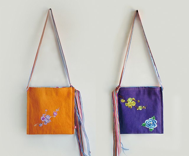 台湾オリジナルエコロジー】手刺繍 手提げフラワーバッグ/クロスボディ