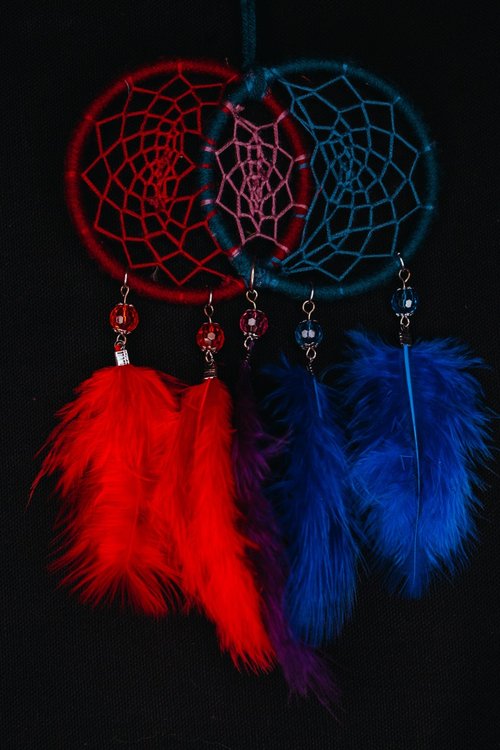 Mr.SkullyPop 純手工捕夢網 Handmade Dreamcatcher-【混色(紅藍紫)】