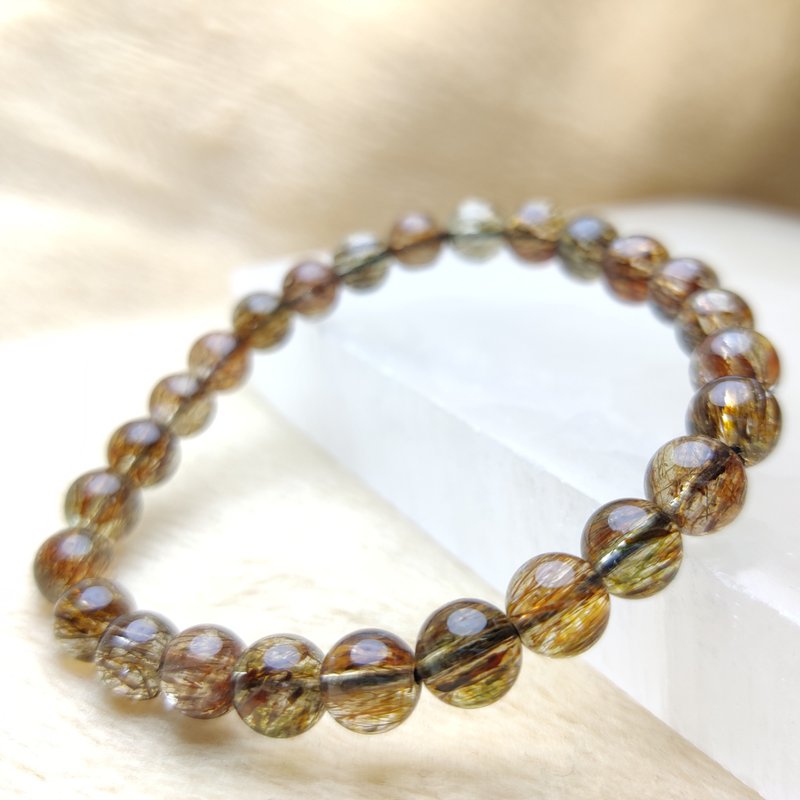 [Customized Products] Black Gold Super Brazilian 6-14mm Black Gold Super Tourmaline Bracelet - สร้อยข้อมือ - คริสตัล 