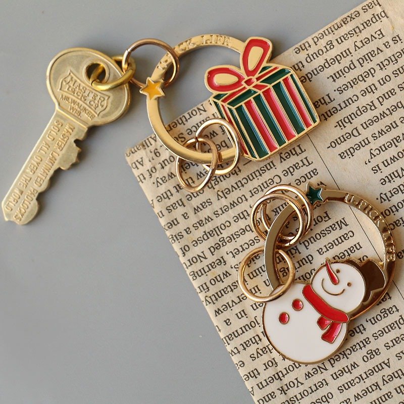 U-PICK original product life New Year Christmas creative Cute couple keychain keychain 4 Optional - ที่ห้อยกุญแจ - โลหะ 