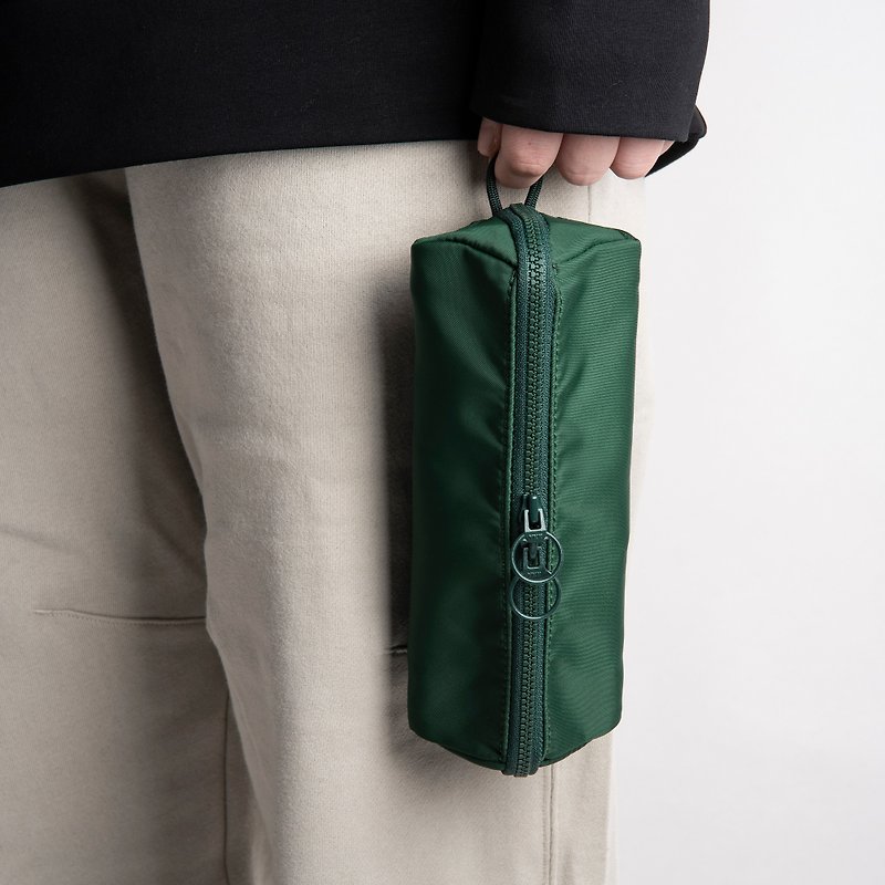 Pouch+ Waterproof Storage Pen Bag Retro Solid Color Large Opening Large Capacity Dark Green - Pencil Cases - Nylon 