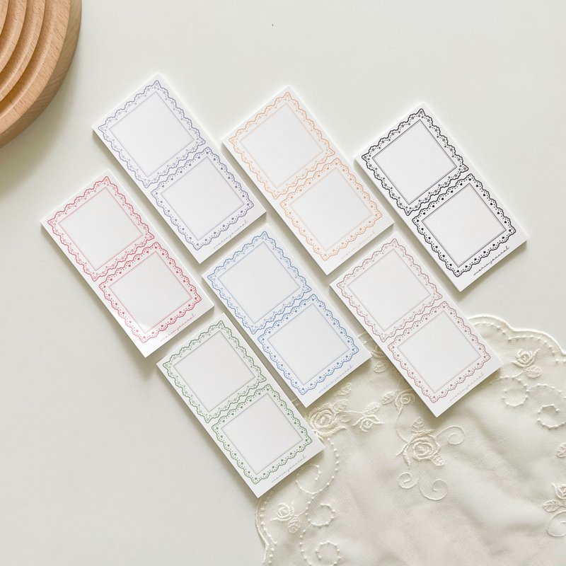 Square flower heart line frame scrapbook notepads paper - 便條紙/便利貼 - 紙 