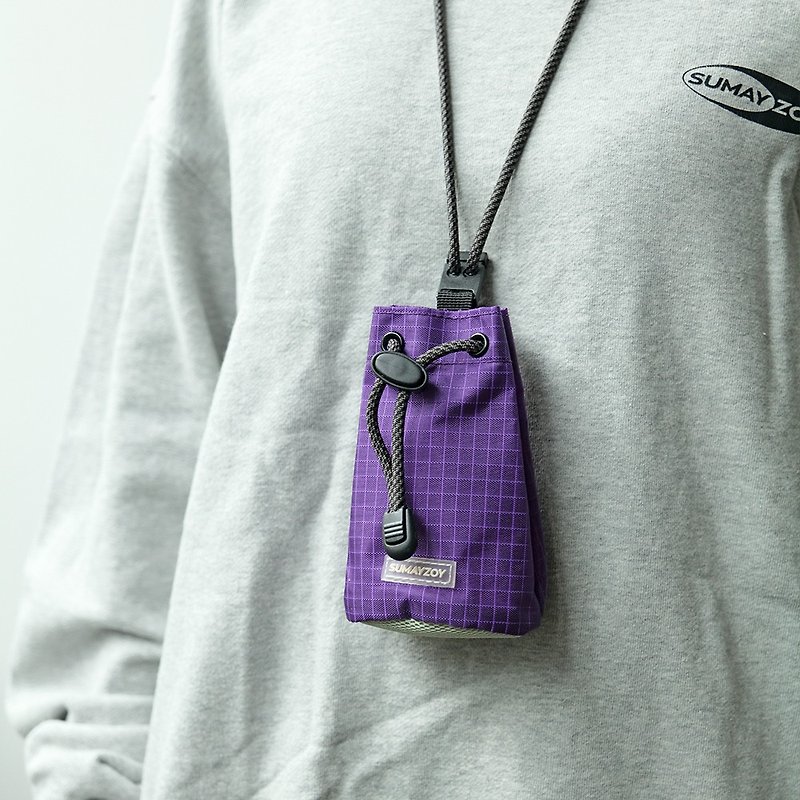 Headphone bag, card bag, hanging neck, sports headphone storage bag, key bag, tool bag, functional bag, coral purple - กระเป๋าถือ - เส้นใยสังเคราะห์ สีม่วง