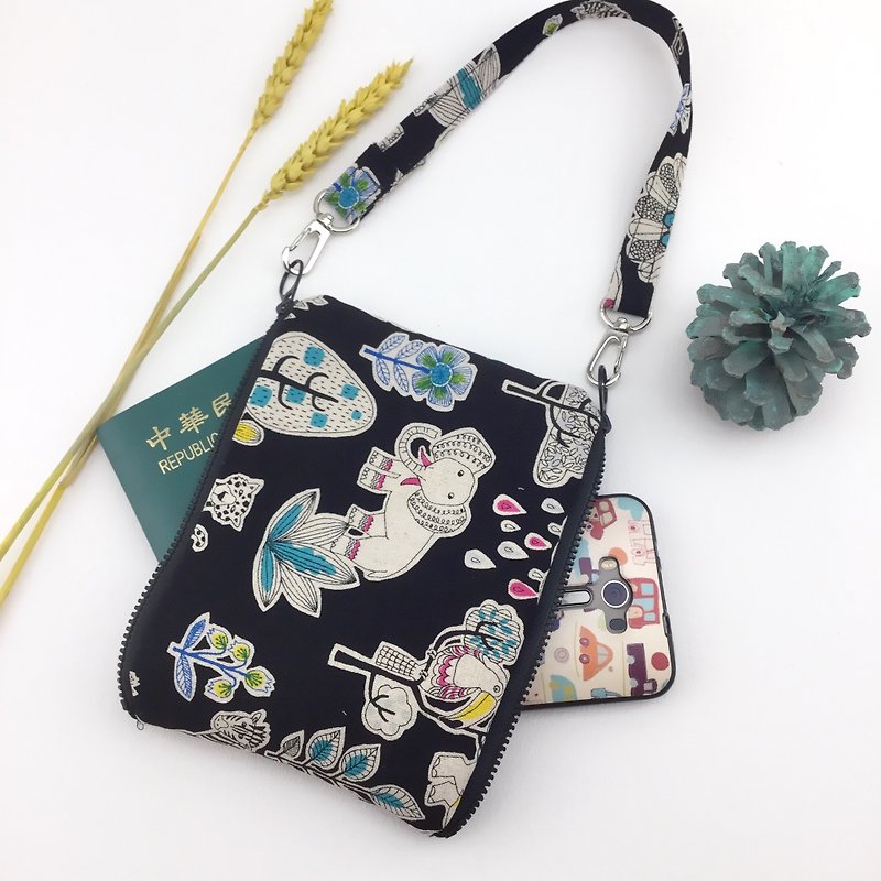 Forest Nocturne - Double-Sided Zipper Magic Bag - Handbag/Mobile Phone Bag/Passport Bag/Cosmetic Bag - Handbags & Totes - Cotton & Hemp 