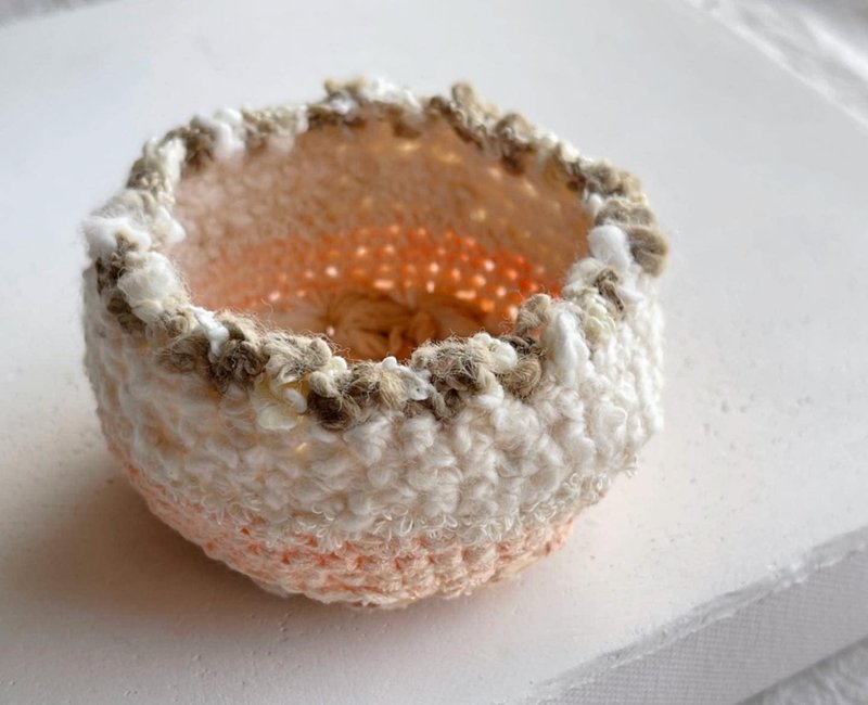 Knitting 生命之花置物籃 - 孵 - 居家收納/收納盒/儲物盒 - 棉．麻 橘色