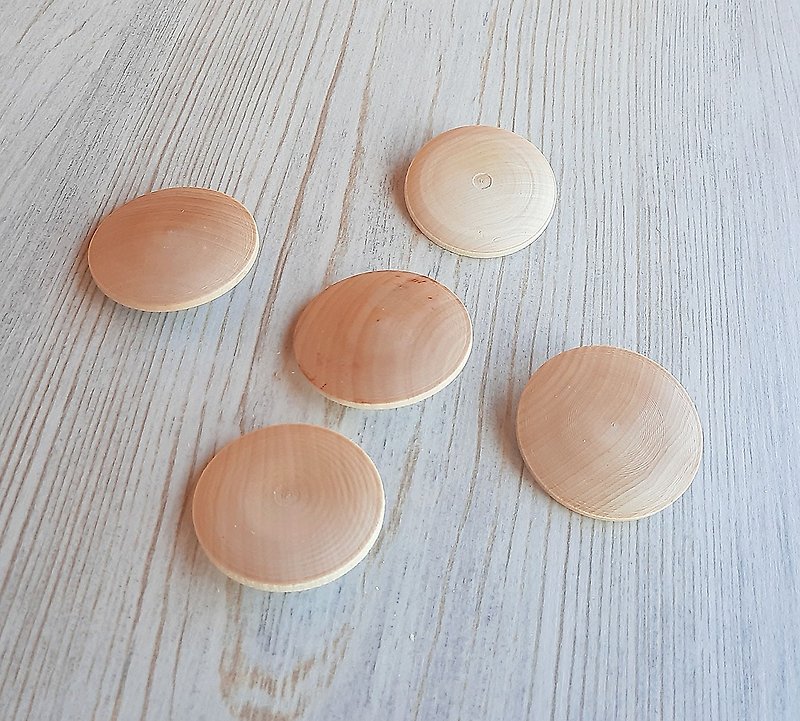 Five wooden blanks brooches not painted – wood pin brooch for painting - Brooches - Wood 