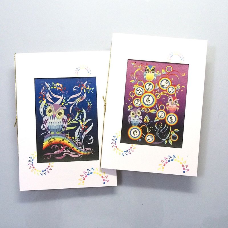 Rainbow note owl handmade big card - Cards & Postcards - Paper Multicolor