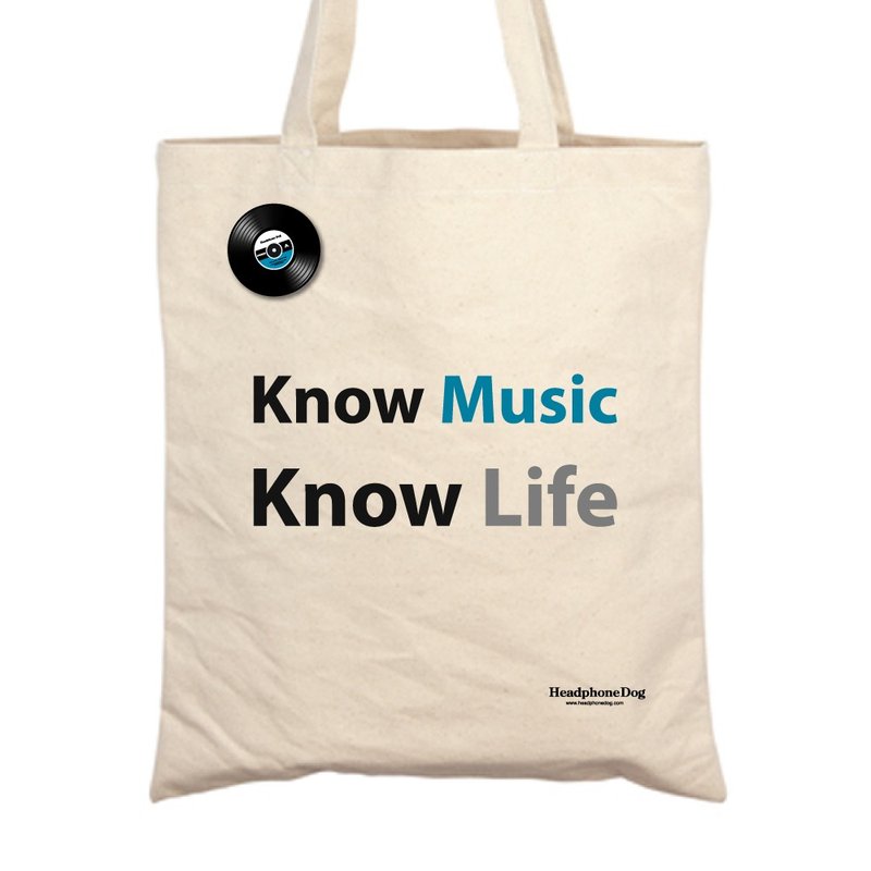 Know Music Know Life - Canvas bag + music badge (Shopping Bag) - Messenger Bags & Sling Bags - Cotton & Hemp 