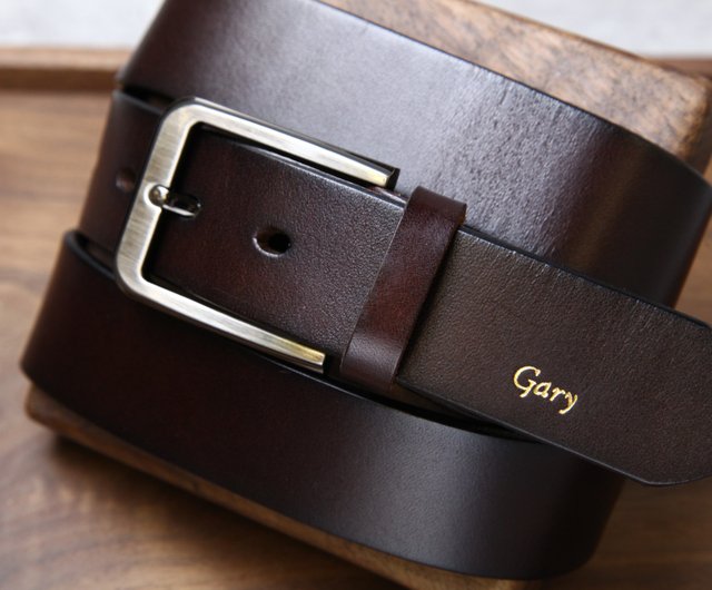 Brown gold belt in Florentine leather BB nickel free buckle