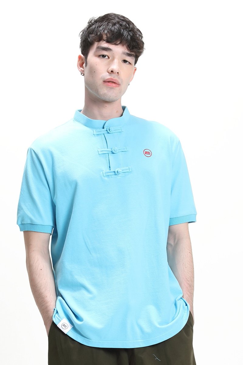 CYPHERHOOD CALVIN POLO 衫藍色 - 男 T 恤 - 棉．麻 藍色