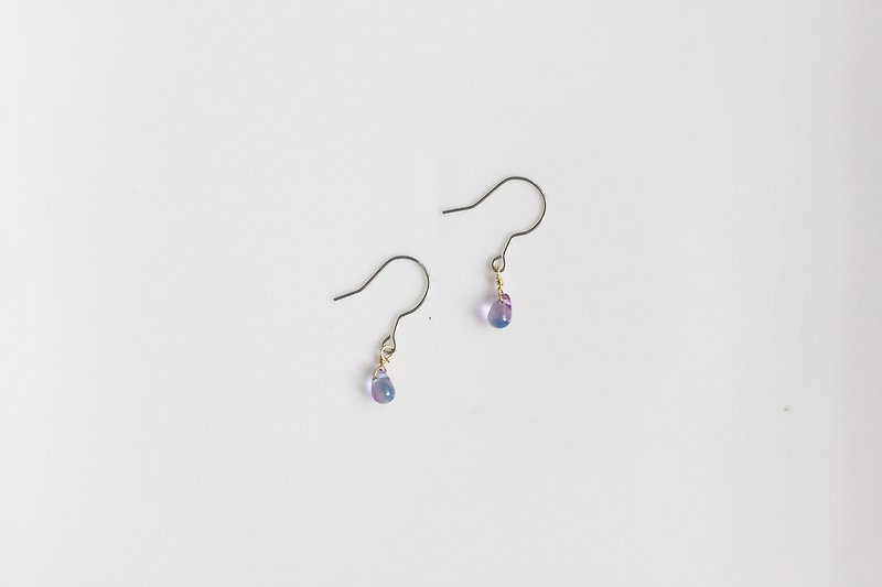 透明的紫  百搭簡約雨滴造型耳環 - 耳環/耳夾 - 寶石 紫色