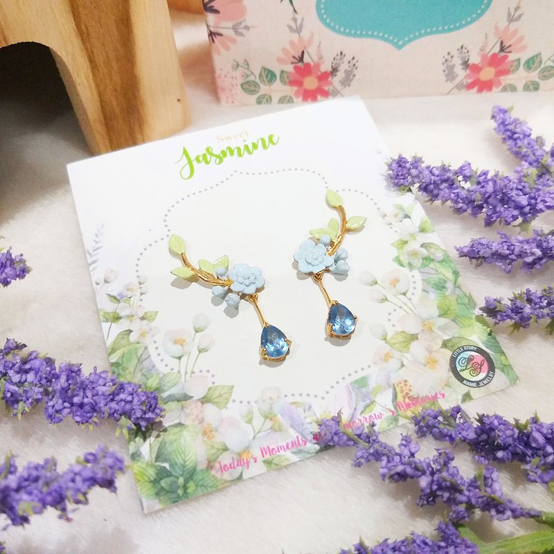 Blue Thai Jasmine Earring - Earrings & Clip-ons - Other Metals 