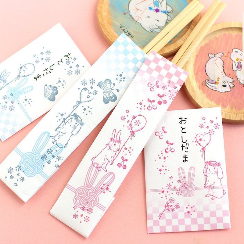 うさぎの形の水引　ポチ袋と箸袋　スタンプで完成　お正月　お年玉 各二種類のデザイン　お正月にも一年を通して使えるイラストも　ダウンロード素材 デジタルコンテンツ - 圖文模板設計 - 其他材質 