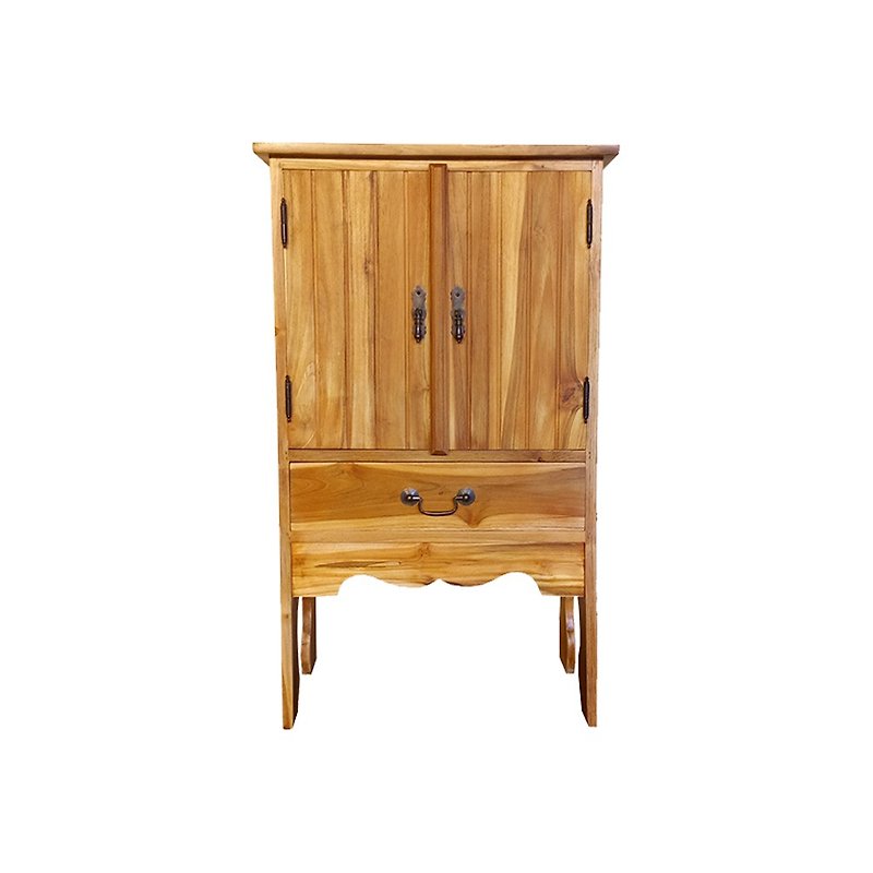 [Jidi City 100% Teak Furniture] HY036SS6 Teak Retro Style Double Door Storage Cabinet - ชั้นวาง/ตะกร้า - ไม้ สีนำ้ตาล
