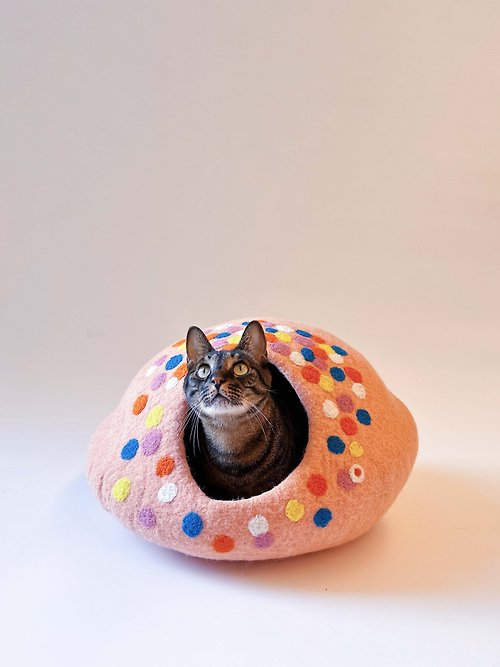 Le Funny Cat 有趣貓 羊毛氈洞穴封閉式貓窩貓用品 - LeFunnyCat霓裳彩虹糖