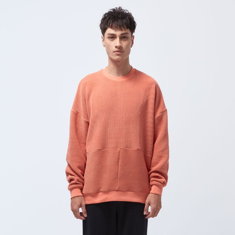 Reboot-Soho Thick Needle Warm Sweatshirt-Crawfish Orange - สเวตเตอร์ผู้ชาย - เส้นใยสังเคราะห์ สีส้ม