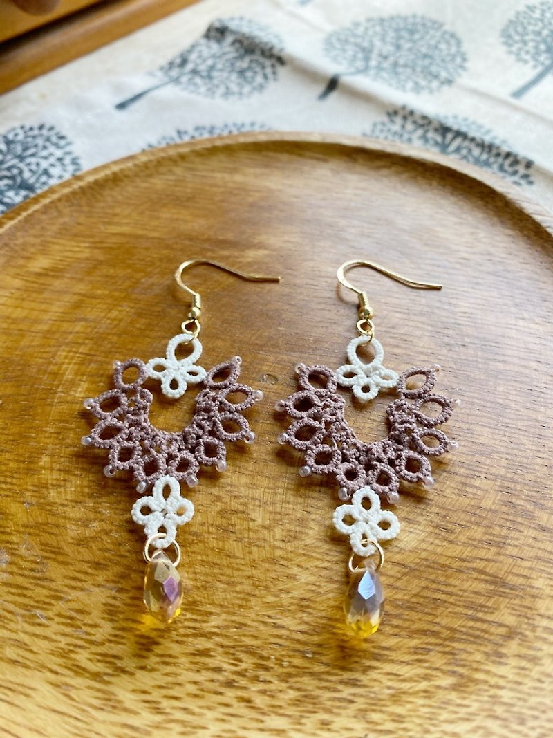 Handwoven earrings - Earrings & Clip-ons - Cotton & Hemp Brown