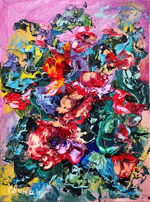 Original oil painting artist Svinar Oksana Oil Painting Art Original Impasto Poppies Flowers Field Artist Svinar Oksana