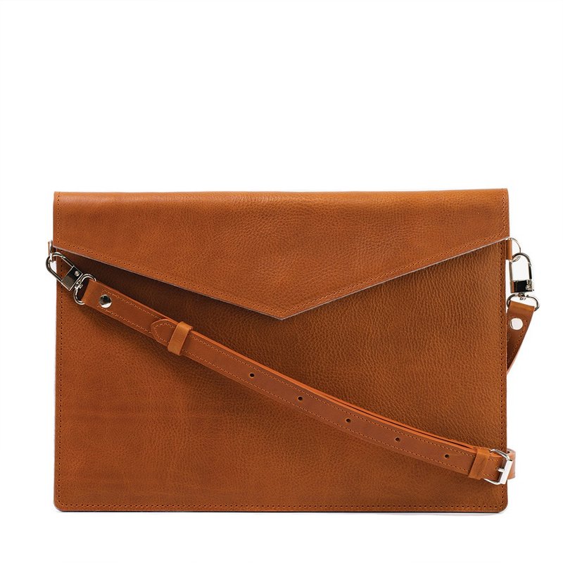 Leather Bag with adjustable strap. Available for all MacBook and iPad models - Tablet & Laptop Cases - Genuine Leather Brown