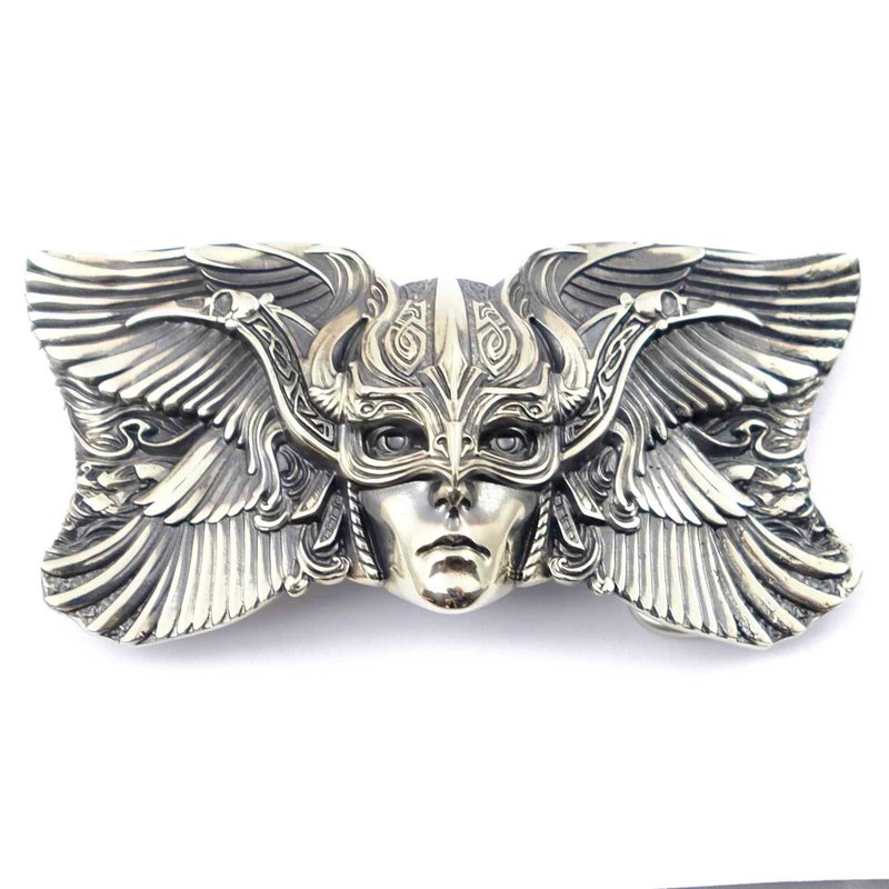 Valkyrie soild german silver belt buckle, Scandinavian goddess belt accessory - 皮帶/腰帶 - 其他材質 銀色