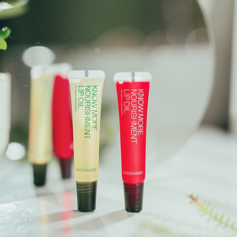 For a good complexion, we recommend 100% vegetable oil [Green Vine Vitality] Concentrated Lip Care Oil 2 Set Transparent + Raspberry Red - ลิปกลอส - วัสดุอื่นๆ 