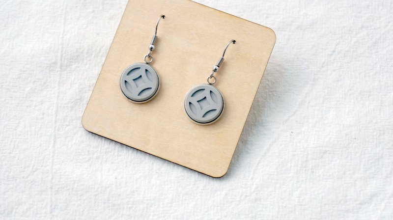 Cement Diffusing Stainless Steel Earrings-Ancient Coins | (Limited Product) - ต่างหู - ปูน สีเทา