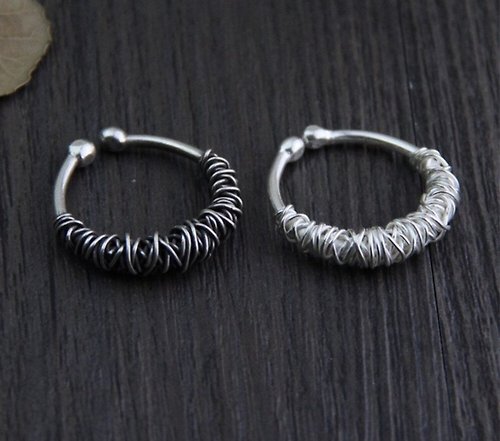 garyjewelry Real S 999 Silver Handmade Entangled Weave Texture Finger Rings Neutral Designer