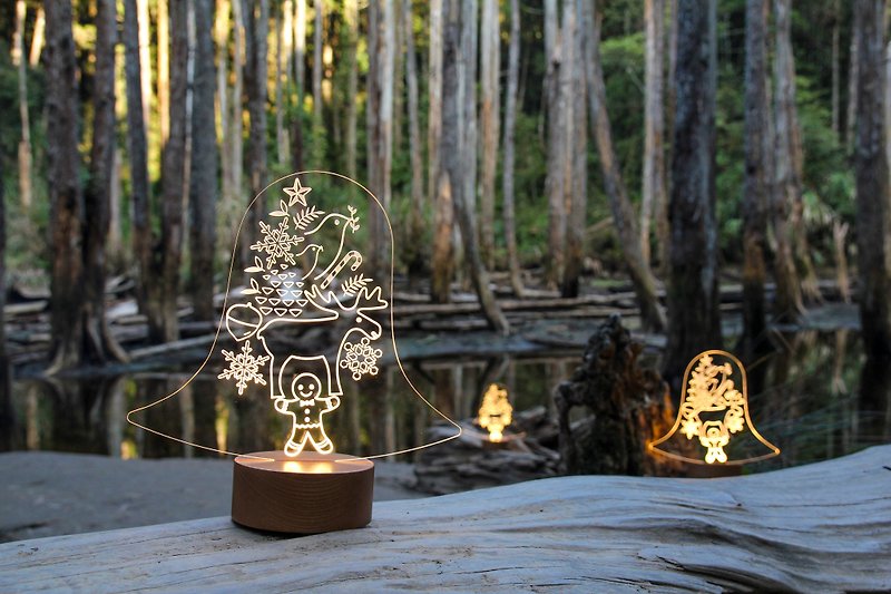 Soyee 設計的幸運鈴鐺燈 柔和黃光LED 梣木底座_聖誕節 - 燈具/燈飾 - 壓克力 透明