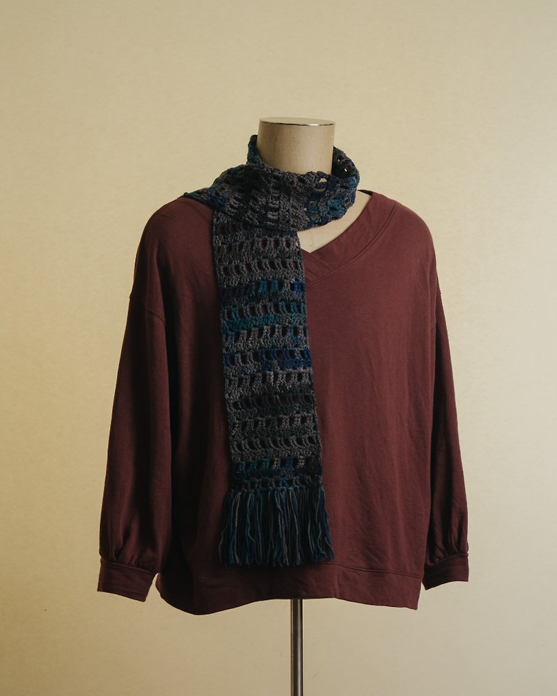 Handmade merino wool mélange scarf - Knit Scarves & Wraps - Wool Gray