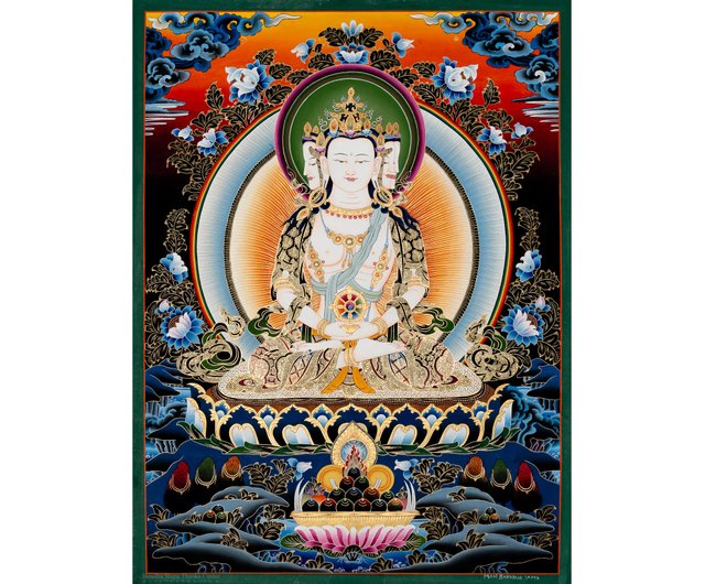 高品質の毘盧遮那仏タンカ絵画 | 超越した仏 - ショップ Boudha